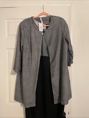 NY Collection Black and White Gingham Two-Piece Dress Set